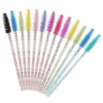 Disposable Beauty Crystal Handle Nylon Hair Mascara Applicator Color Eyelash Brush Mascara Brushes