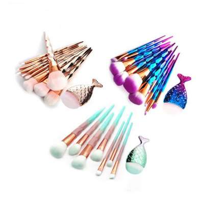 High Quality Luxury colorful makeup brush 11 Piece Personalized Mermaid Makeup Brush Set