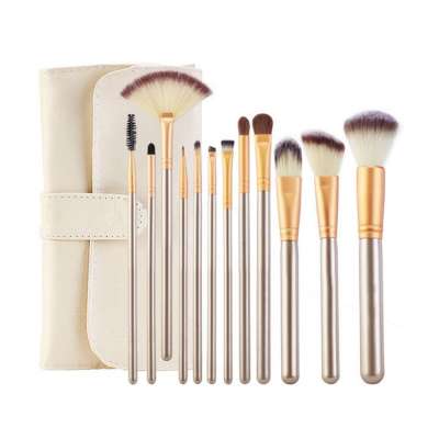 Wholesale High Quality Makeup Tool 12PCS With PU Leather Brush Bag Cosmetic Brush Set